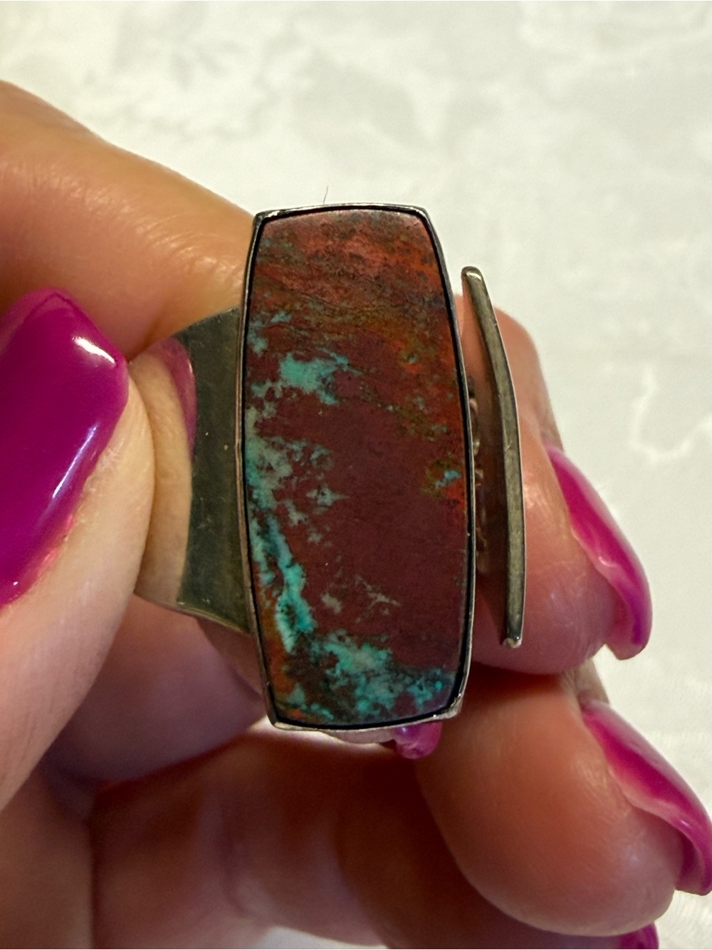 Size 9 Sterling Silver Copper Turquoise Ring